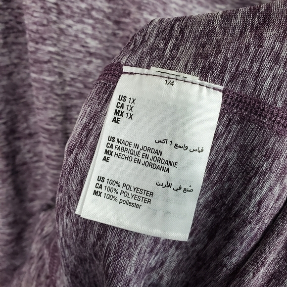 Ideology Women's Rapidry Short Sleeve V-Neck Top Heathered Purple 1X - Picture 5 of 6